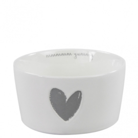 Bowl 13,5cm White little heart relief in Grey12,95
