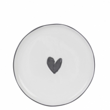 Dessert Plate 19cm White Heart in black