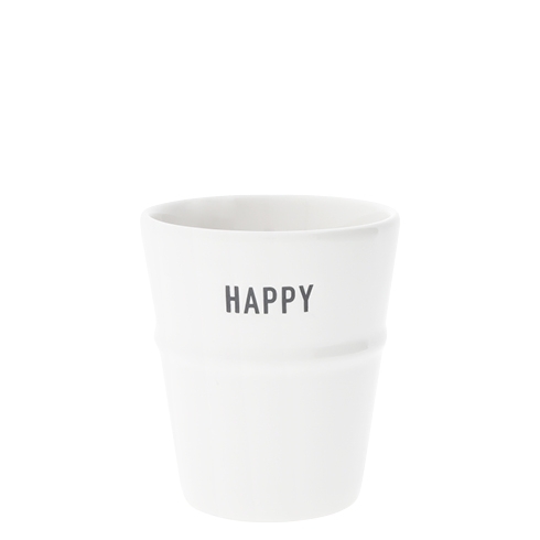 Mug White-Happy in Black 6x8x9cm
