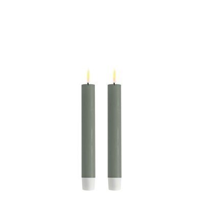 LED Dinner Candle set 2 stuks  Salvie Green 2,2 x 15 cm Deluxe Homeart